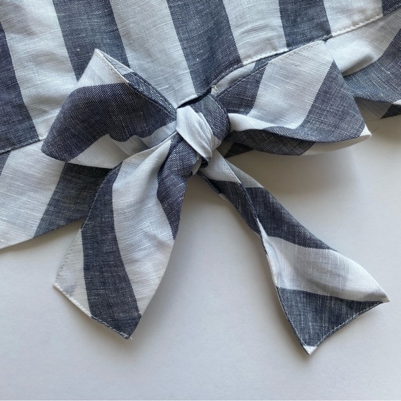 NWT J. Crew Tie Waist Bow Linen Top Tank Blouse Stripe Size 14 - Picture 9 of 12